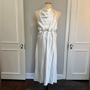 White Satin Midi Dress